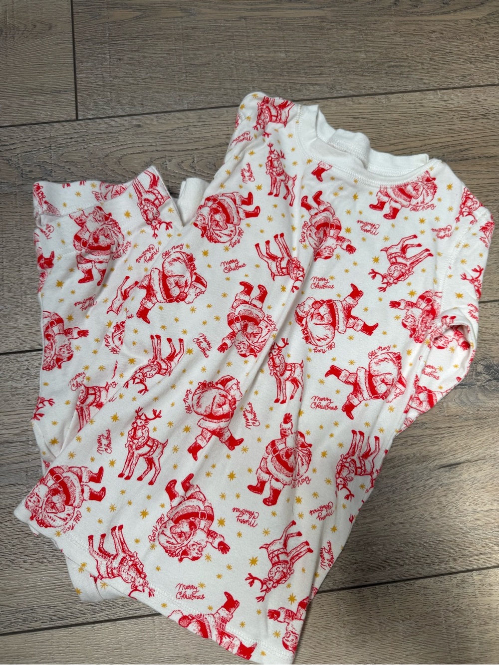 Old Navy White and Red Santa Reindeer Kids Pajama Set